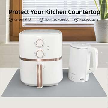 2 Pack Silicone Mats for Kitchen Counter, Treerit Non-slip Waterproof Large Countertop Protector Mat, Heat Resistant Mat, Silicone Craft Mat, Silicone Placemat, 23.62 x 15.75 Inches, Gray