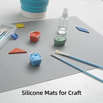 2 Pack Silicone Mats for Kitchen Counter, Treerit Non-slip Waterproof Large Countertop Protector Mat, Heat Resistant Mat, Silicone Craft Mat, Silicone Placemat, 23.62 x 15.75 Inches, Gray