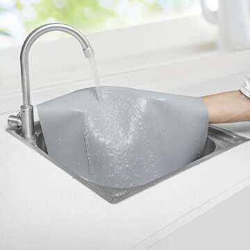 2 Pack Silicone Mats for Kitchen Counter, Treerit Non-slip Waterproof Large Countertop Protector Mat, Heat Resistant Mat, Silicone Craft Mat, Silicone Placemat, 23.62 x 15.75 Inches, Gray