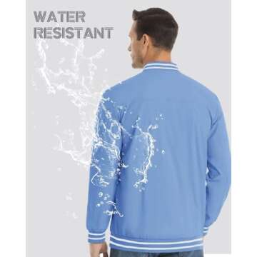 Boladeci Blue Bomber Jacket Mens Light Jackets for Men Lightweight Chaqueta para Hombre Casual Summer Spring Jackets for Men Windbreaker Track Jackets