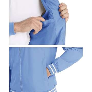 Boladeci Blue Bomber Jacket Mens Light Jackets for Men Lightweight Chaqueta para Hombre Casual Summer Spring Jackets for Men Windbreaker Track Jackets
