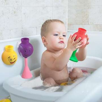 Aquatod Bath Toy Toddlers 2-4 - Silicone Wall Suction Bath Toy: Three Flasks with Unique Sprinkle Patterns