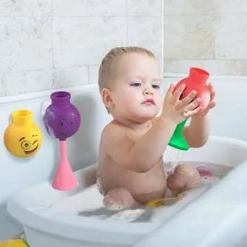 Aquatod Bath Toy Toddlers 2-4 - Silicone Wall Suction Bath Toy: Three Flasks with Unique Sprinkle Patterns