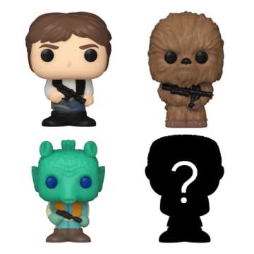 Funko Bitty POP! Star Wars - Han Solo, 4-Pack - Han Solo, Chewbacca, Greedo and A Surprise Mystery M...