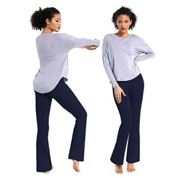 BUBBLELIME 29"/31"/33"/35" 4 Styles Women's Bootcut Yoga Pants Tummy Control - Basic Bootleg_Darknavy S_33" Inseam