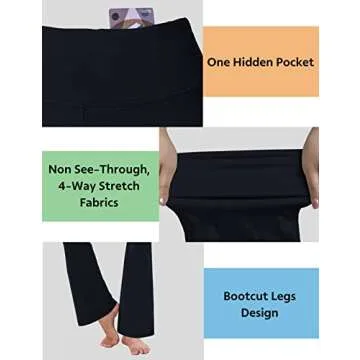 BUBBLELIME 29"/31"/33"/35" 4 Styles Women's Bootcut Yoga Pants Tummy Control - Basic Bootleg_Darknavy S_33" Inseam