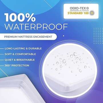 PlushDeluxe King Size Premium Mattress Encasement - Zippered Waterproof, Bedbug Proof Design, 6-Side...