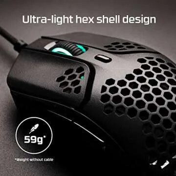 HyperX Pulsefire Haste – Gaming Mouse – Ultra-Lightweight, 60g, Honeycomb Shell, Hex Design, Hyp...