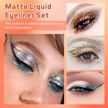 Colorful Liquid Eyeliner Set, 10 Colors Metallic Shimmer Glitter Eyeshadow, Long Lasting Waterproof Sparkling Eyeliner Eye Shadow