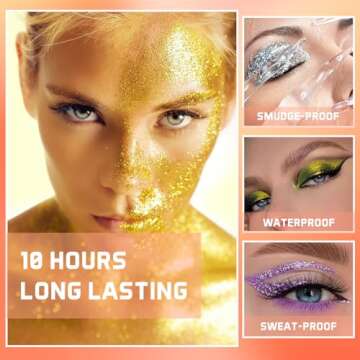 Colorful Liquid Eyeliner Set, 10 Colors Metallic Shimmer Glitter Eyeshadow, Long Lasting Waterproof Sparkling Eyeliner Eye Shadow