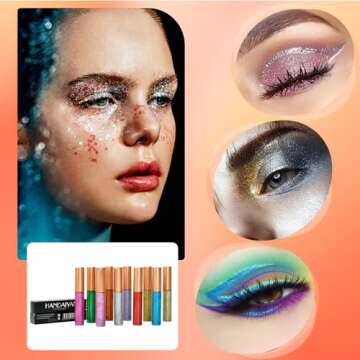 Colorful Liquid Eyeliner Set, 10 Colors Metallic Shimmer Glitter Eyeshadow, Long Lasting Waterproof Sparkling Eyeliner Eye Shadow