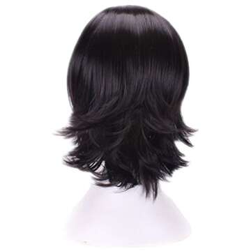 AneShe Men's Short Layered Hair Anime Cosplay Wig Party Wig (Black)