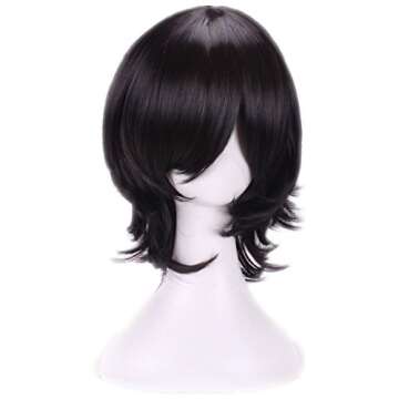 AneShe Men's Short Layered Hair Anime Cosplay Wig Party Wig (Black)