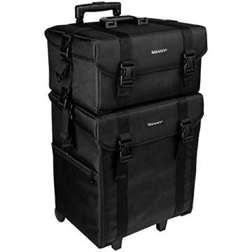 SHANY Makeup Artist Soft Rolling Trolley Cosmetic Case Makeup Travel Bag With Makeup Organizer Drawe...