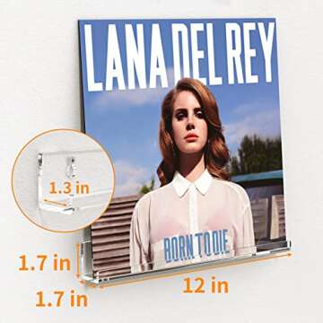 FEMELI Vinyl Record Shelf Wall Mount - 6 Pack 12-inch Clear Acrylic Album Record Holder Display Rack...