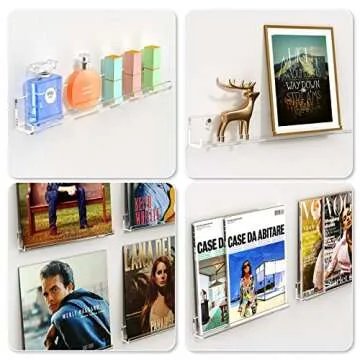 FEMELI Vinyl Record Shelf Wall Mount - 6 Pack 12-inch Clear Acrylic Album Record Holder Display Rack - Art for The Collector