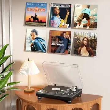 FEMELI Vinyl Record Shelf Wall Mount - 6 Pack 12-inch Clear Acrylic Album Record Holder Display Rack - Art for The Collector