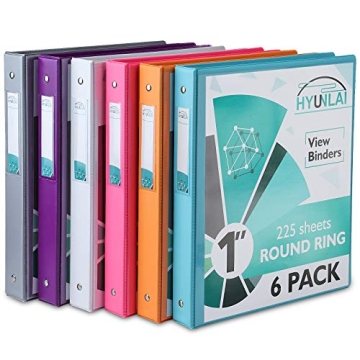1 Inch 3 Ring Binder, HYUNLAI 1'' Round-Ring View Presentation View Binders, Holds Up to 8.5"11" Pap...