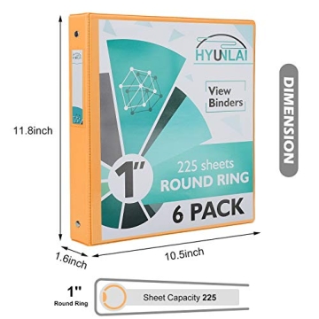 HYUNLAI 1 Inch 3 Ring Binder Set, Pack of 6 - Durable & Customizable