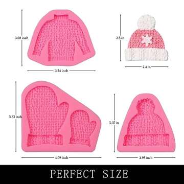 Knitting Sweater Clay Molds Siliocne, 3 Packs Christmas Hat Glove Chocolate Molds for Cake Decoratio...