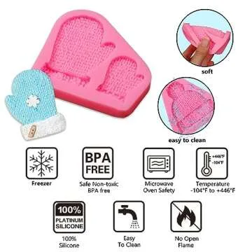Knitting Sweater Clay Molds Siliocne, 3 Packs Christmas Hat Glove Chocolate Molds for Cake Decoration Cupcake Toppers for Christmas Baby Birthday Party, Resin Candy Polymer Clay