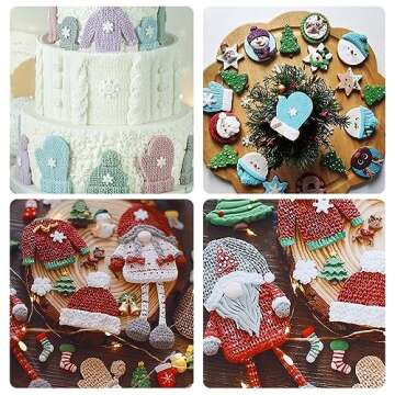 Knitting Sweater Clay Molds Siliocne, 3 Packs Christmas Hat Glove Chocolate Molds for Cake Decoration Cupcake Toppers for Christmas Baby Birthday Party, Resin Candy Polymer Clay