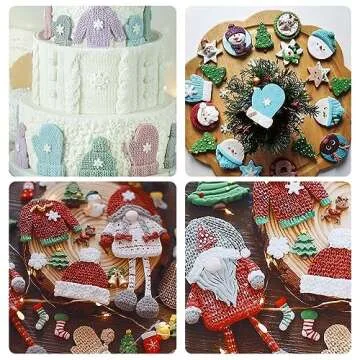Knitting Sweater Clay Molds Siliocne, 3 Packs Christmas Hat Glove Chocolate Molds for Cake Decoration Cupcake Toppers for Christmas Baby Birthday Party, Resin Candy Polymer Clay