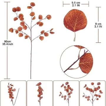 HUAESIN 6 PCS Artificial Eucalyptus Leaves for Autumn Decor