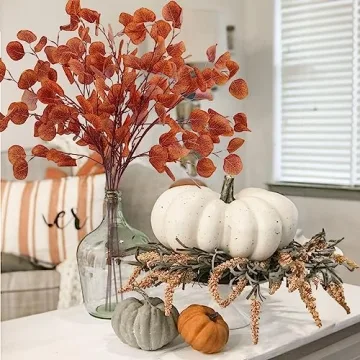 HUAESIN 6 PCS Artificial Eucalyptus Leaves for Autumn Decor