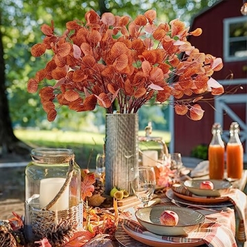 HUAESIN 6 PCS Artificial Eucalyptus Leaves for Autumn Decor