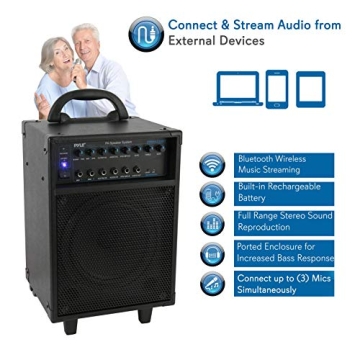 Pyle 400W Bluetooth Portable PA System with Rechargeable Battery