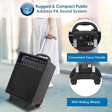 Pyle 400W Bluetooth Portable PA System with Rechargeable Battery