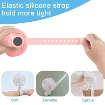 INNOLV Stroller Fan Clip on for Baby, Battery Operated Fans Portable Mini Handheld with Battery Powered and Flexible Silicon Strap,3 Speeds Personal Fan for Car Seat,Bike/Camping(Pink)