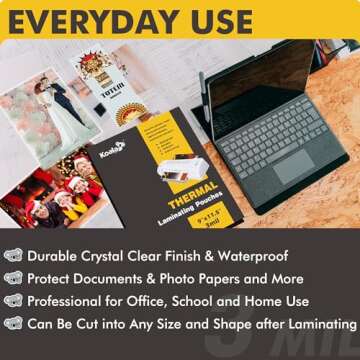Koala Laminating Pouches - 100 Clear Thermal 3 Mil Sheets