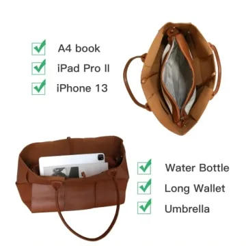 Stylish PU Leather Tote Bag for Women - Large & Versatile