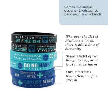 (6-pack) Medical Inspirational Quote Bracelets for Nurses Doctors Medical Assistants Nursing Student...