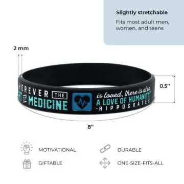 (6-pack) Medical Inspirational Quote Bracelets for Nurses Doctors Medical Assistants Nursing Students Men Women