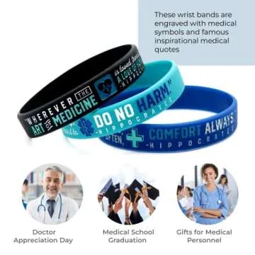 (6-pack) Medical Inspirational Quote Bracelets for Nurses Doctors Medical Assistants Nursing Students Men Women