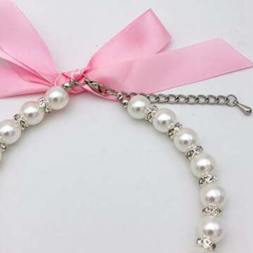 Stylish PETFAVORITES Pearl Crystal Dog Necklace for Small Pets