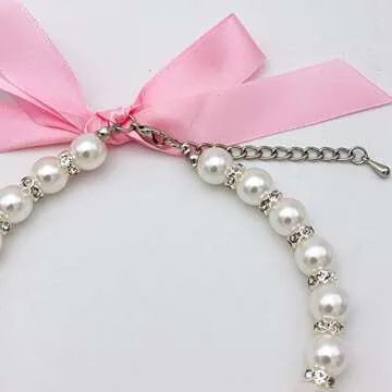 Stylish PETFAVORITES Pearl Crystal Dog Necklace for Small Pets