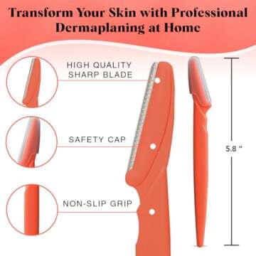 Kitsch Dermaplaning Tool - Face Razors for Women and Men, Eyebrow Trimmer and Face Shaver, Facial Hair Removal, Facial Razors for Women and Men, Dermaplane Razor, Valentines Gift - 12pc, Coral