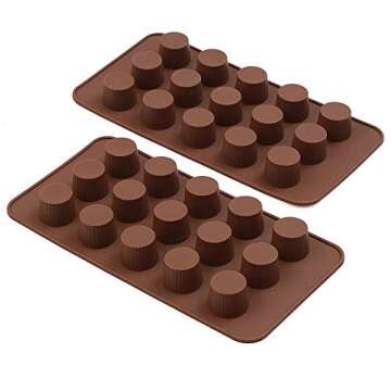 homEdge 15-Cavity Mini Cup Chocolate Mold, Set of 4PCS Non Stick Food Grade Silicone Mold for Candy Keto Fat Bomb, Chocolate, Peanut Butter-Pay Attention to the Size!