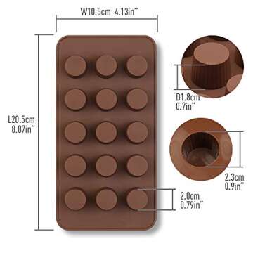 homEdge 15-Cavity Mini Cup Chocolate Mold, Set of 4PCS Non Stick Food Grade Silicone Mold for Candy Keto Fat Bomb, Chocolate, Peanut Butter-Pay Attention to the Size!