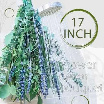 PAMDECOR 5 Kinds Eucalyptus for Shower,17" Natural Fresh Hanging Eucalyptus & Lavender Stems Real Eucalyptus Leaves Shower Decor Home Decor Aromatic Lavender Shower Plant (1 Pack Set - 17 inch)