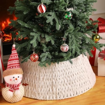 Preboun 28" Woven Christmas Tree Collar for Festive Fun