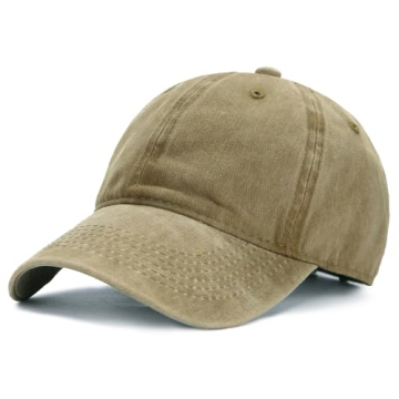 Edoneery Men Women Baseball Cap-Low Profile Adjustable Washed Cotton Golf Dad Hat Khaki