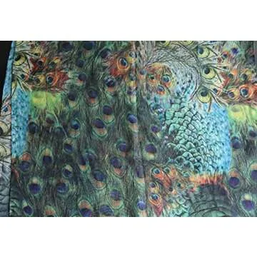 Dijkoo Seamaidmm Fashion Bird Peacock Feather Print Chiffon Infinity/Loop Scarf Green