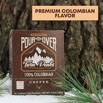 Coffee Blenders Twin Peaks Premium 100% All Natural Single Serve Pour Over Arabica Coffee, Non GMO, Colombian, 4.2 Oz