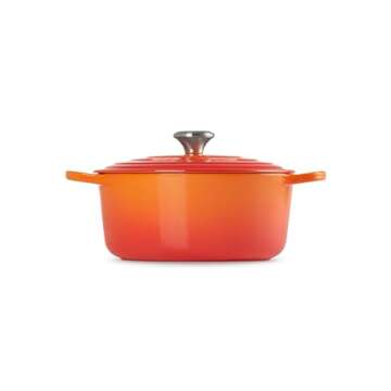 Le Creuset Enameled Cast Iron Signature Round Dutch Oven with Lid, 5.5 Quart, Flame