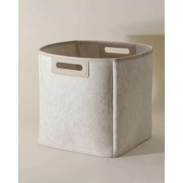 SortJoy Jamie Bin 12" Storage Baskets Collapsible Felt Storage Bins with Handles
